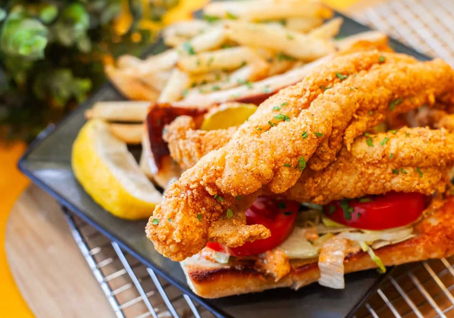 Catfish Po-Boys meal